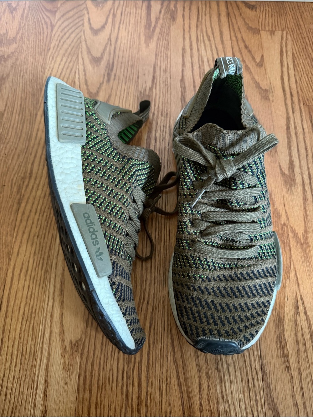 adidas NMD Olive Green and Black Knit Runner Sneakers